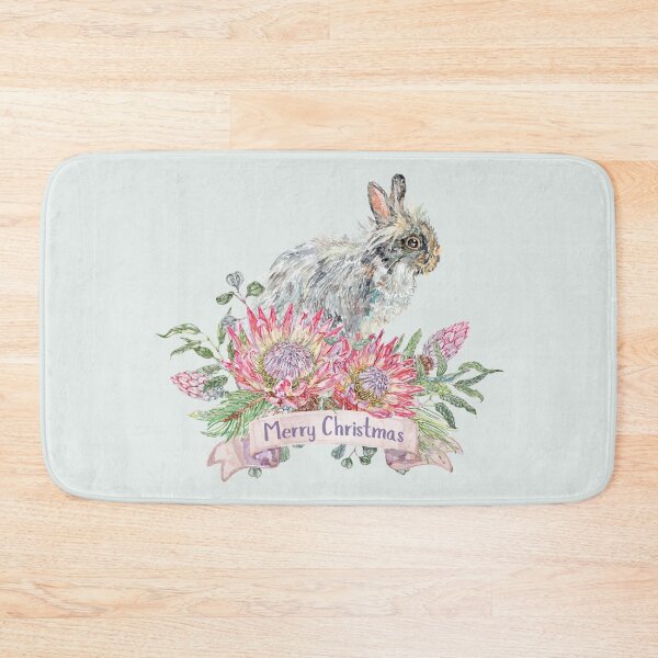 Item preview, Merry Christmas Lionhead Rabbit with Festive Flora designed and sold by becca-boyce.
