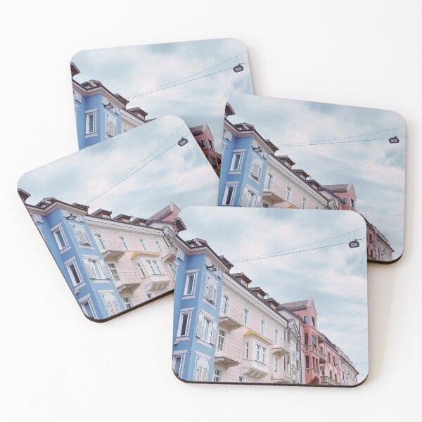 Item preview, Blue-pink row of houses in Italy designed and sold by TheNordicDesign.