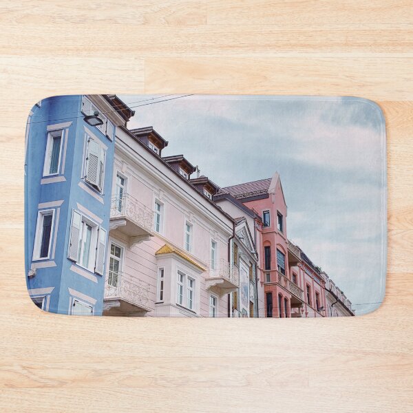Item preview, Blue-pink row of houses in Italy designed and sold by TheNordicDesign.