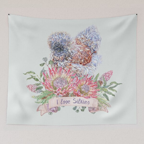 Item preview, Love Silkie Chickens with Watercolor Festive Flora designed and sold by becca-boyce.