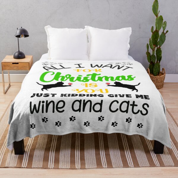 Item preview, All I Want for Christmas is You Just Kidding Give Me Wine and Cats designed and sold by Labradoodlesetc.