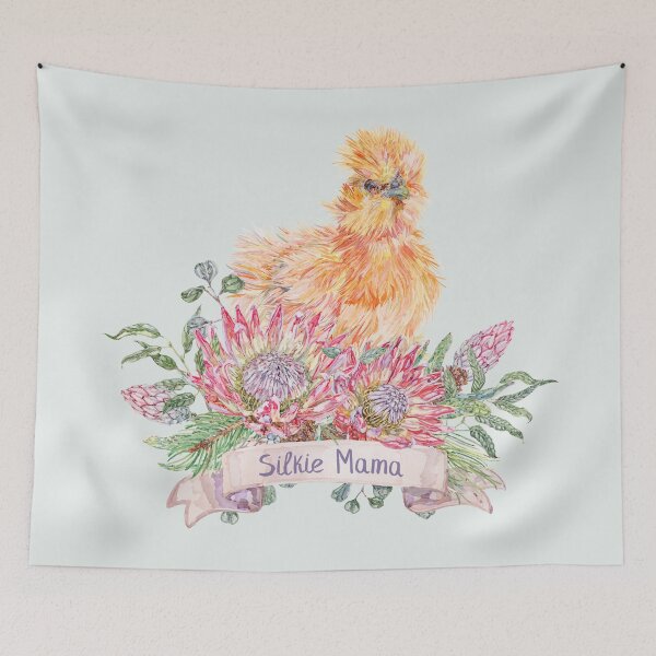 Item preview, Silkie Chicken Mama with Festive Flora designed and sold by becca-boyce.