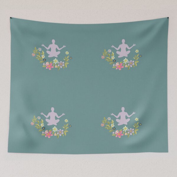 Item preview, Floral Sukhasana Yoga Pose- Light Teal Edition designed and sold by Megan-Alice.
