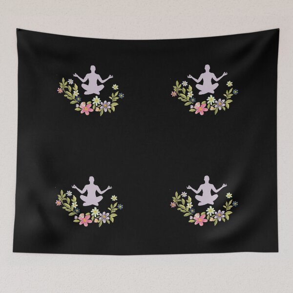 Item preview, Floral Sukhasana Yoga Pose- Black Edition designed and sold by Megan-Alice.