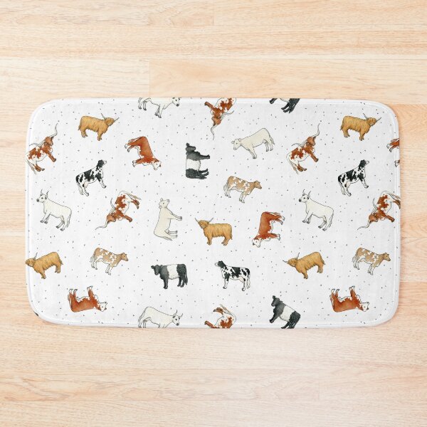Item preview, Scattered Cattle pattern on spotty white background designed and sold by HazelFisher.