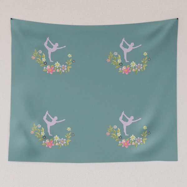 Item preview, Floral Natarajasana Yoga Pose- Light Teal Edition designed and sold by Megan-Alice.