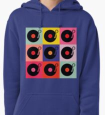Vinyl Record Pop Collage Pullover Hoodie