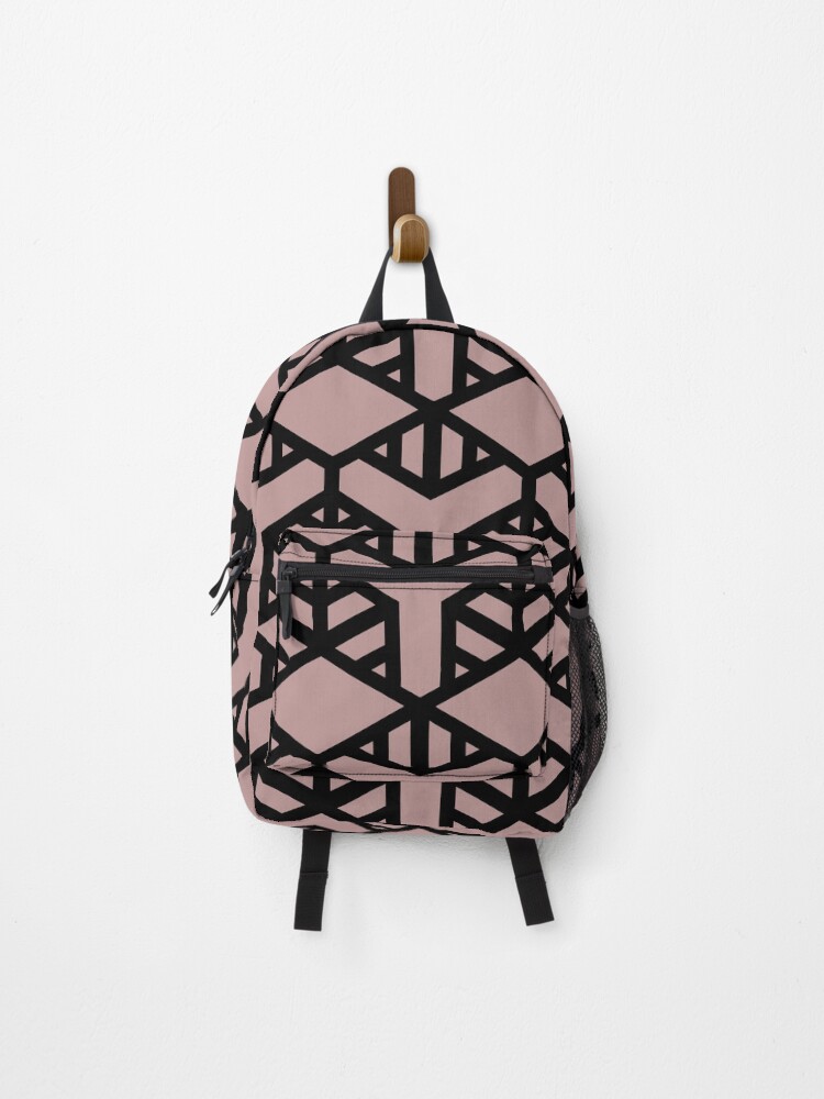 Thumbnail 1 von 3, Rucksack, Pink and Black Geometric Shape Tile Pattern 2 Pairs Dulux 2022 Popular Colour Pressed Petal - Color Trends designt und verkauft von ColorOfTheYears.