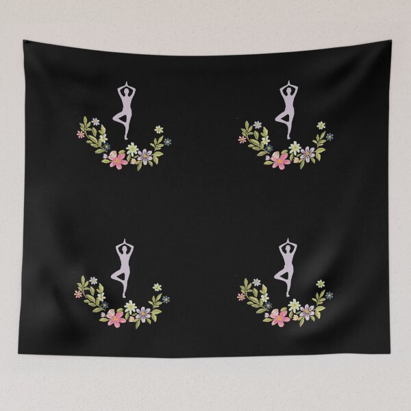Item preview, Floral Vrikshasana Yoga Pose- Black Edition designed and sold by Megan-Alice.