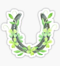 Lucky Horseshoe and Clover Sticker