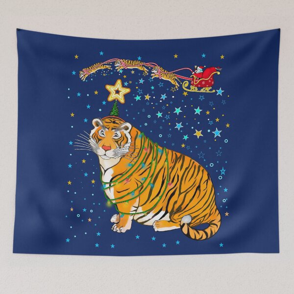 Item preview, Tiger's Christmas tree and Santa/ Year of the Tiger /New Year 2022/ Tiger 2022 designed and sold by saf-saf.