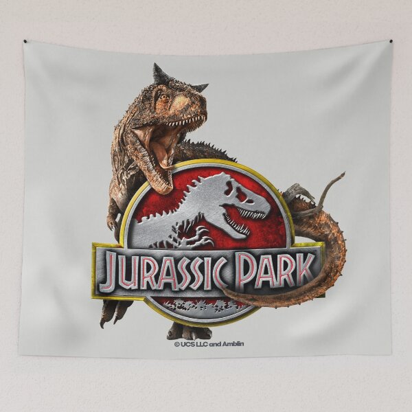 Item preview, Jurassic Park velociraptor with logo design designed and sold by chrlalexandru.