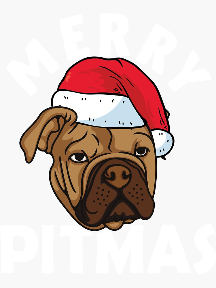 Merry Pitmas Pitbull Dog Ugly Christmas Sweater Tree Dogs T Shirt Sticker for Sale by NextEvoluDesign Redbubble