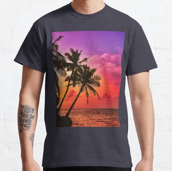 Tropical Sunset Palm Trees Purple and Orange Classic T-Shirt