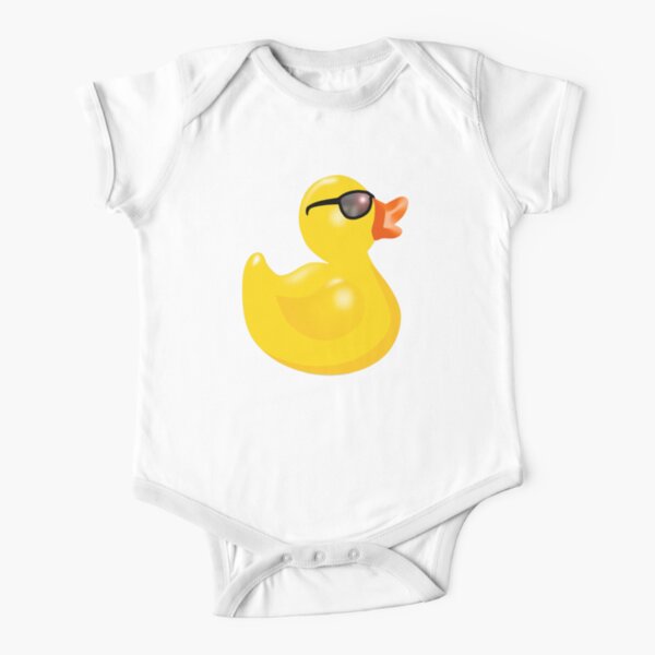 Rubber Duck. With Sun Glasses, Rubber Duck, Yellow, Duck, Bath Duck. Short Sleeve Baby One-Piece