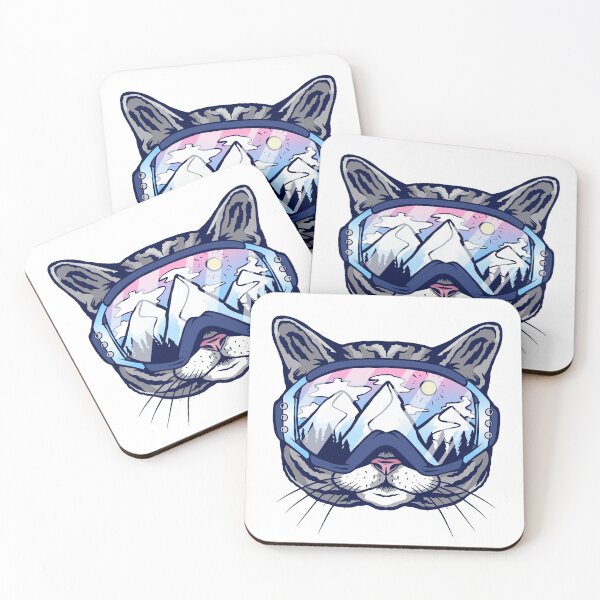 Item preview, Cool Cat Wearing Ski Goggles with Mountain Reflection designed and sold by PinkDonutTees.