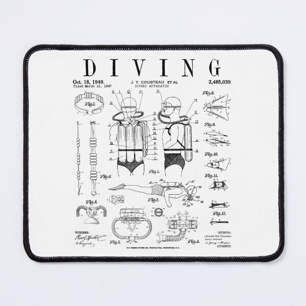 Item preview, Diving Equipment Diver Vintage Patent Drawing Print designed and sold by GrandeDuc.