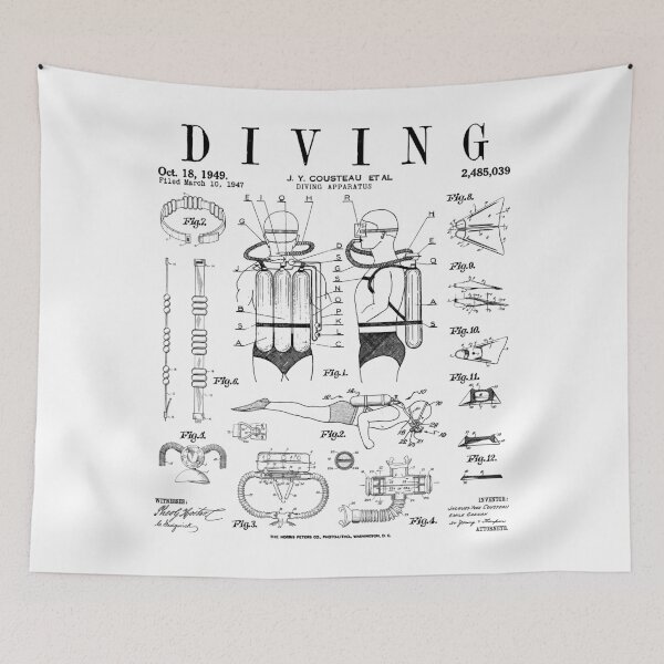Item preview, Diving Equipment Diver Vintage Patent Drawing Print designed and sold by GrandeDuc.