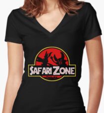 Jurassic Park - Safari Zone Women's Fitted V-Neck T-Shirt