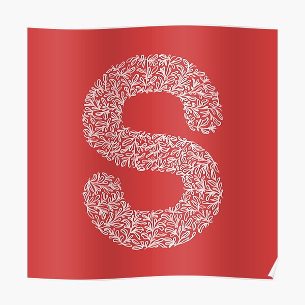 "S letter, pencil drawing, leafy monogram" Poster for Sale by