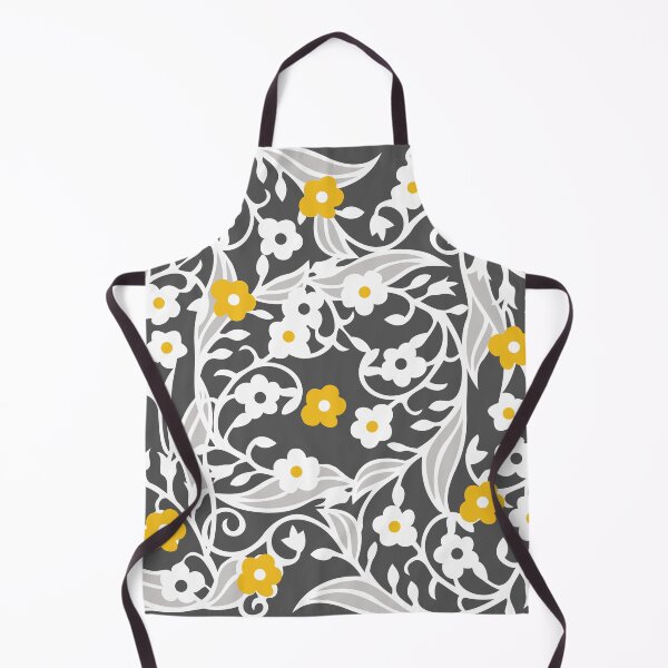 Artikelvorschau, Flowers, leaves, vines, grey, light grey, white, mustard yellow, ochre entworfen und verkauft von Svitac.