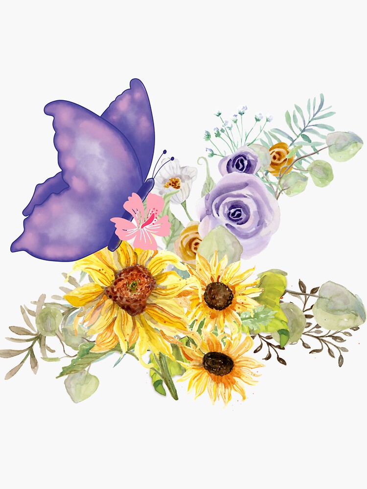 Sunflower Butterfly Sticker