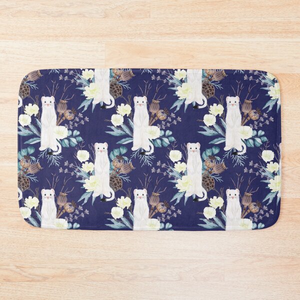 Item preview, Weasel, Blue Flowers, and Plants Illustration designed and sold by Naturalist Prints.