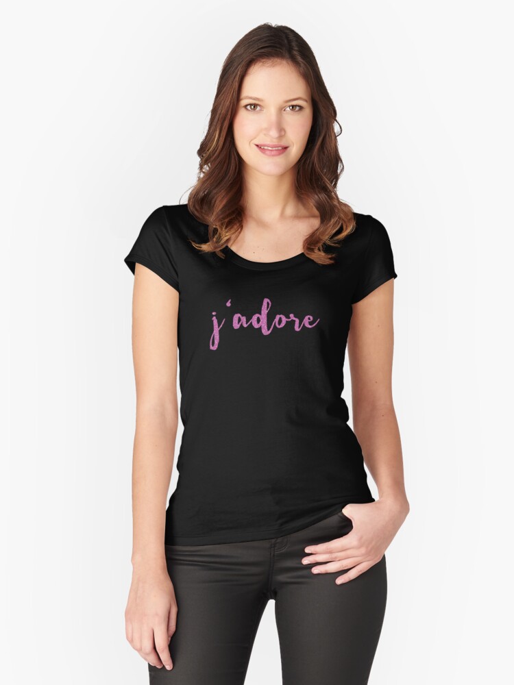 Thumbnail 1 of 3, Fitted Scoop T-Shirt, J'Adore French Saying for I Adore You designed and sold by Greenbaby.