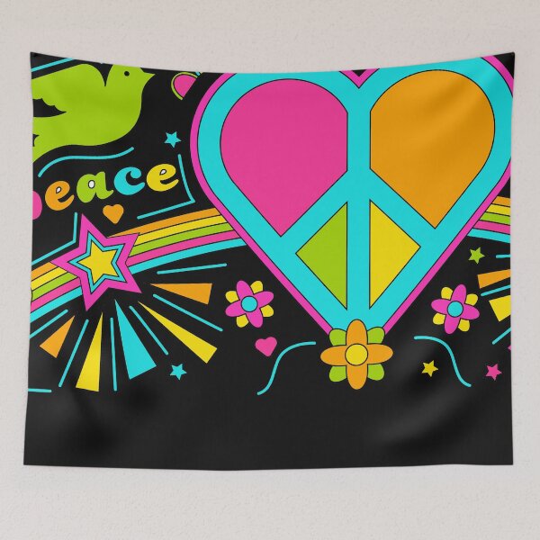 Item preview, Peace and love Psychedelic Hippy Retro Art designed and sold by VinCut.