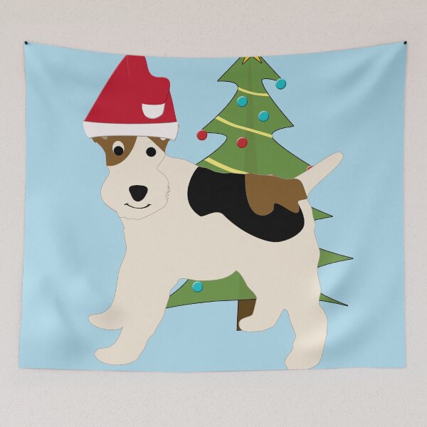 Item preview, Wire Fox Terrier Cartoon Dog With Santa Hat designed and sold by dogplay.