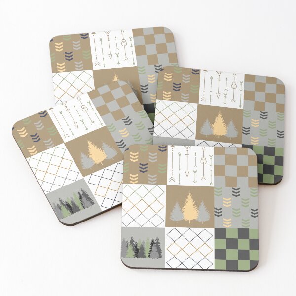 Item preview, Deer Patchwork, funny buck and birch trees design designed and sold by Abstract-Shop-0.