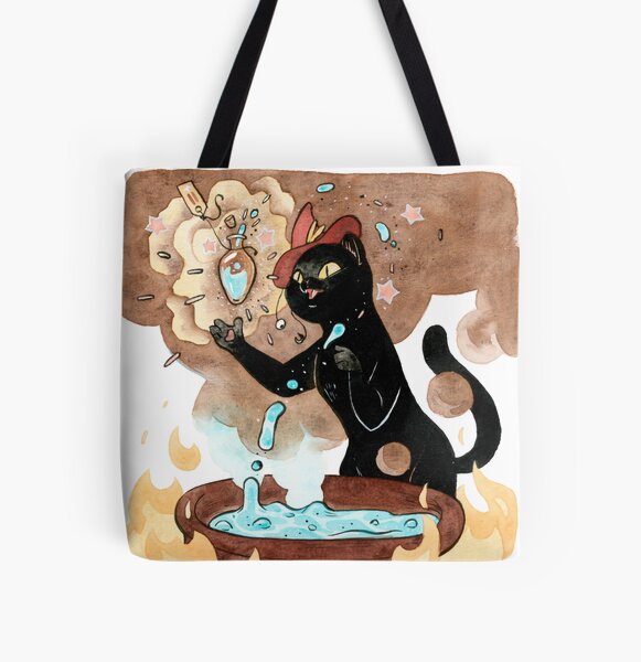 Magical wizard black cat All Over Print Tote Bag