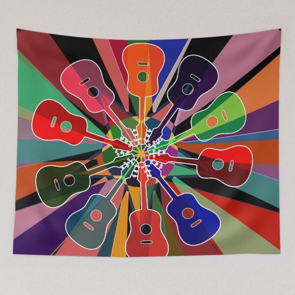 Item preview, Psychedelic Geometric Rainbow Acoustic Guitar #1 designed and sold by Timeforplay.