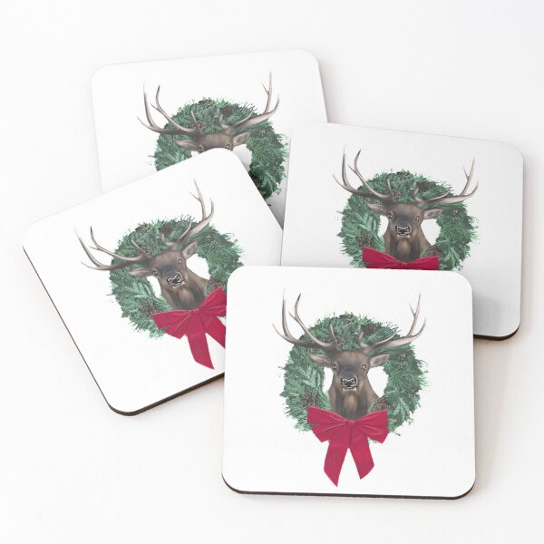 Item preview, Elk Christmas Wreath designed and sold by Wondersofwhimsy.