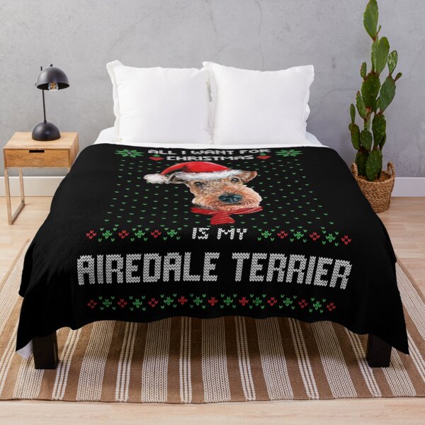 Aperçu de l'œuvre Pull moche TOUT CE QUE JE VEUX POUR NOËL EST MON AIREDALE TERRIER Xmas créée et vendue par theshirtinator.