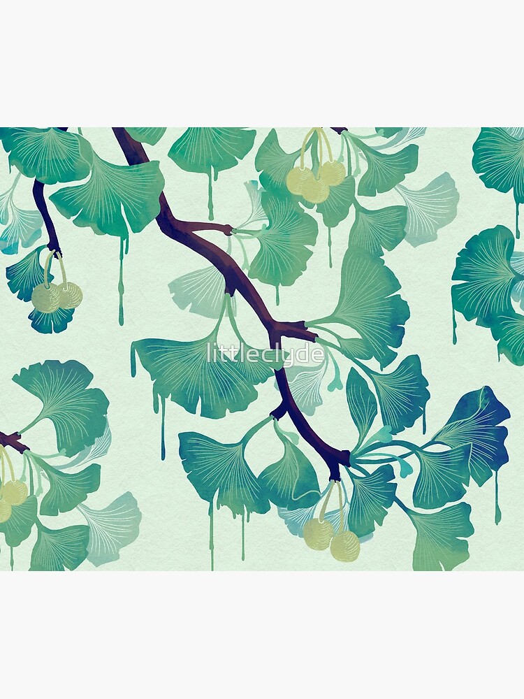 Aperçu 5 sur 5. Tapis de souris avec l'œuvre Ô Ginkgo (en vert) créée et vendue par littleclyde.