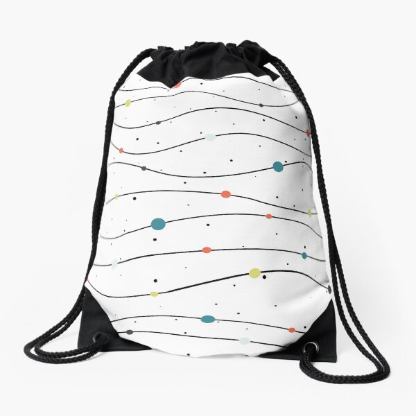 Minimalist colorful waves pattern Drawstring Bag