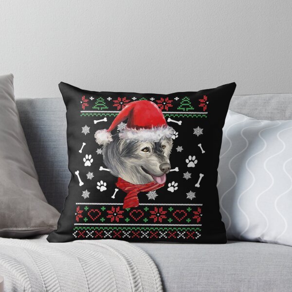 Aperçu de l'œuvre Ugly Sweater Christmas Alaskan Malamute Santa Hat Pyjama Xmas créée et vendue par theshirtinator.