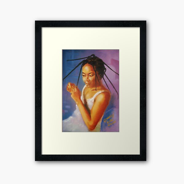 Long Tresses. Woman dresses her hair. Framed Art Print