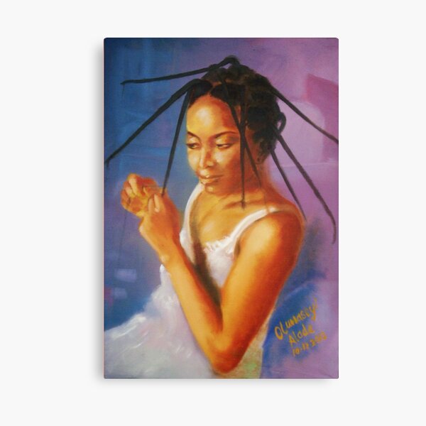 Long Tresses. Woman dresses her hair. Canvas Print