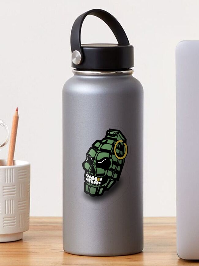 Skull Grenade Laser Engraved Vacuum Sealed Water Bottles 32oz