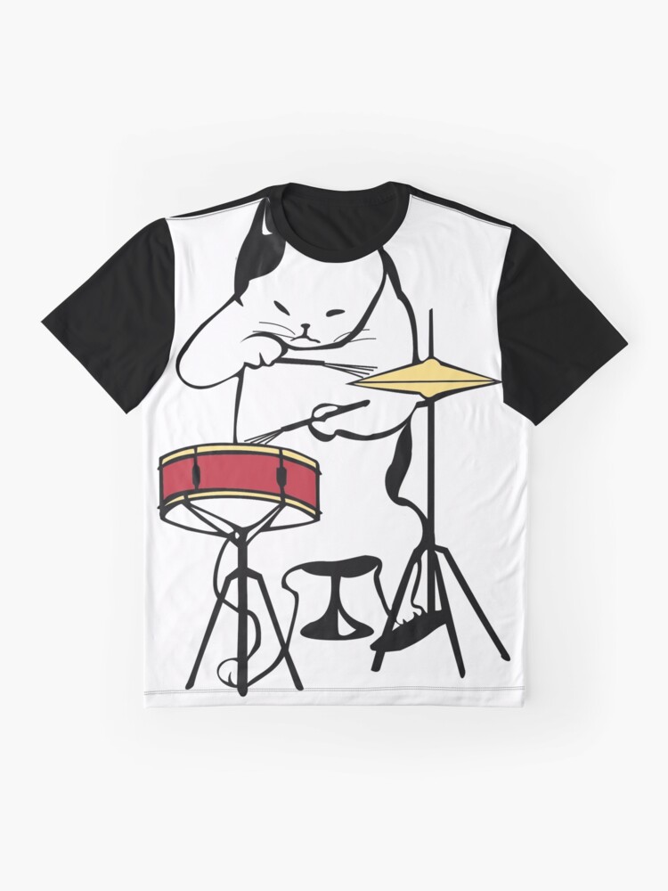 cat playing drums t shirt