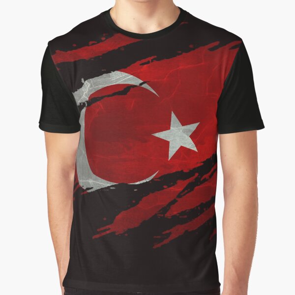 Flag of Turkey Destroyed Claw Scratch Tattoo Style, Turkey Flag, Tattoo, Turkey Flag Claw Scratch, Turkish, Flag, Turkey, Turkish Claw Flag Graphic T-Shirt