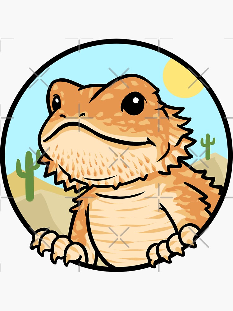 Thumbnail 3 of 3, Sticker, Cartoonish Bearded Dragon designed and sold by PogonaVitticeps.