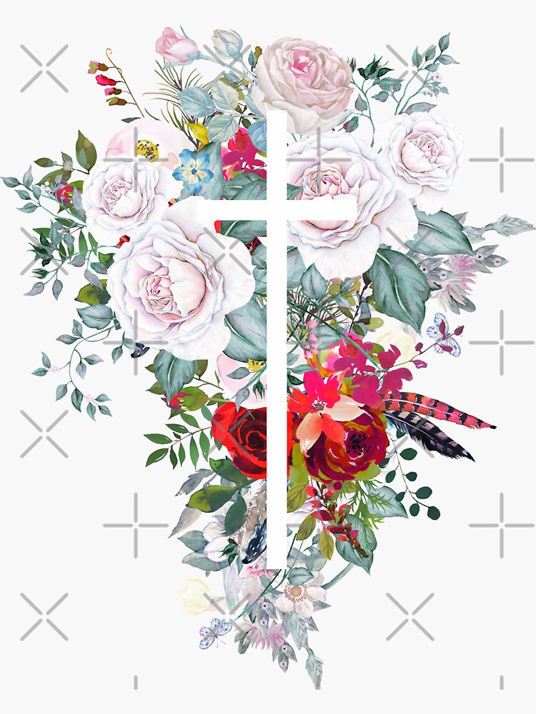 Floral Cross Sticker