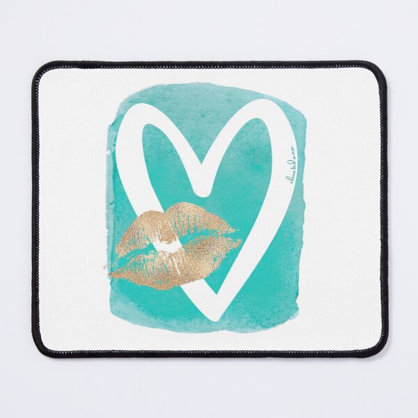 Item preview, Teal Heart Gold Foil Lip Kiss Graphic Print designed and sold by elevated-aura.