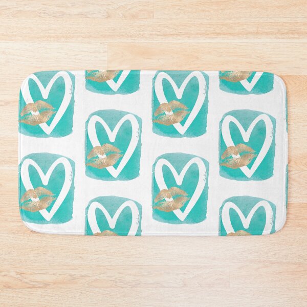 Item preview, Teal Heart Gold Foil Lip Kiss Graphic Print designed and sold by elevated-aura.
