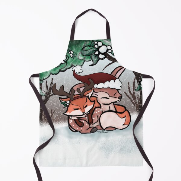 Item preview, Christmas Fawn and fox pup sleeping. designed and sold by BerryShyKittens.
