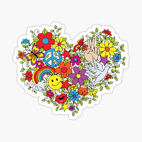Hippie Love Flower Power Sticker