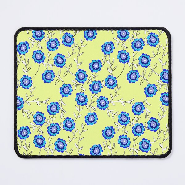 Item preview, Blue Flowers on Yellow designed and sold by bloomingvine.